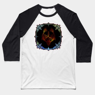 Wolf Mask In Fantasy Jewlery Frame Baseball T-Shirt